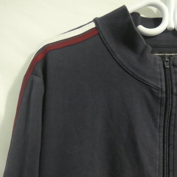 FRENCH CONNECTION, FCUK, size large, full zip striped light jacket, 100% cotton - Picture 3 of 16